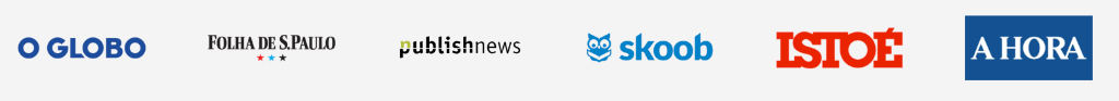Logos de parceiros: O Globo, Folha de S.Paulo, Publishnews, Skoob, Istoé e A Hora